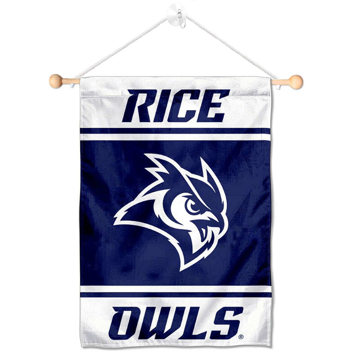 College Flags & Banners Co. Rice Owls Window Wall Banner Hanging Flag with Suction Cup - Sports Collectibles, Sports Memorabilia, Sports Fan Shop, Sports Gifts