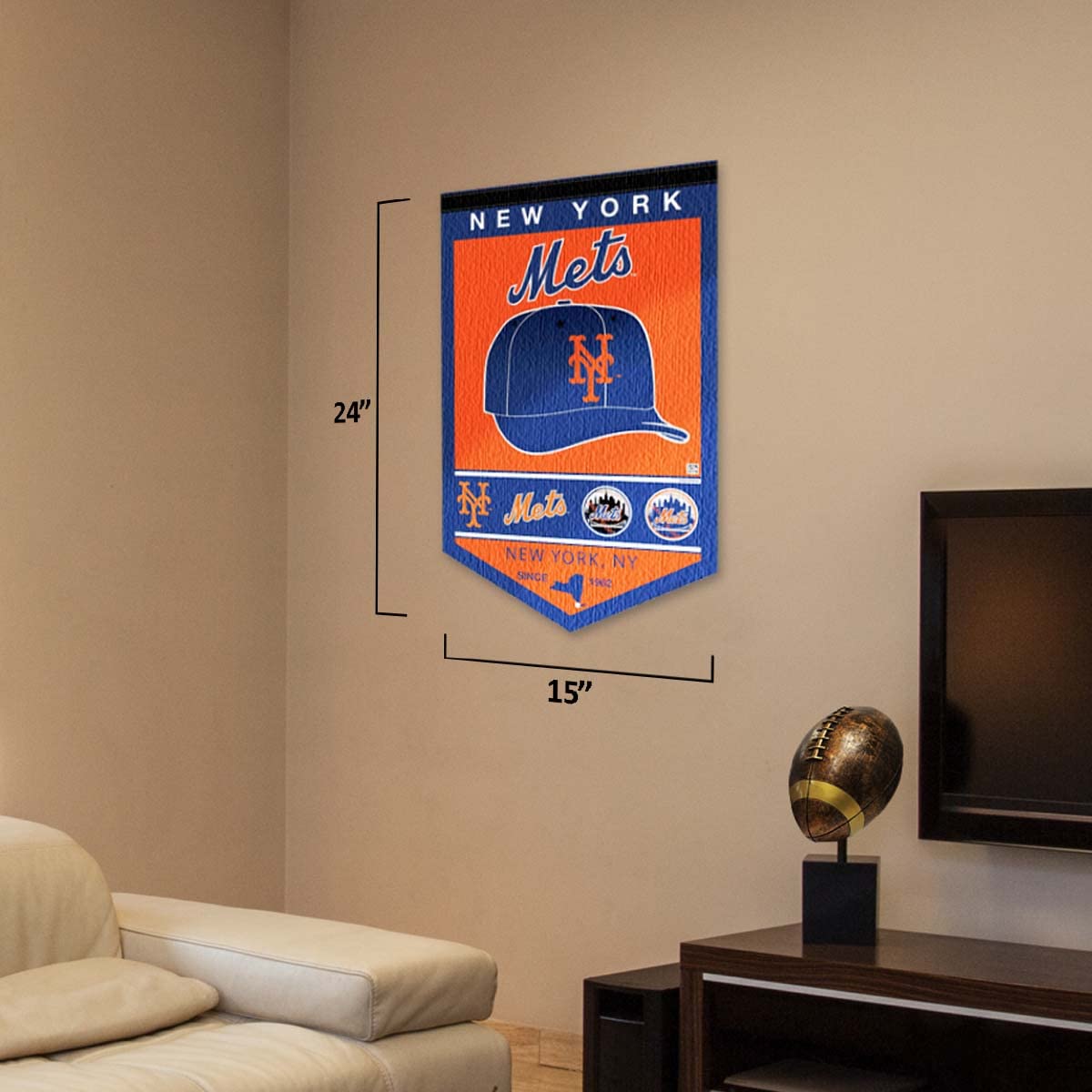 WinCraft New York Mets Heritage History Banner Pennant - Sports Collectibles, Sports Memorabilia, Sports Fan Shop, Sports Gifts