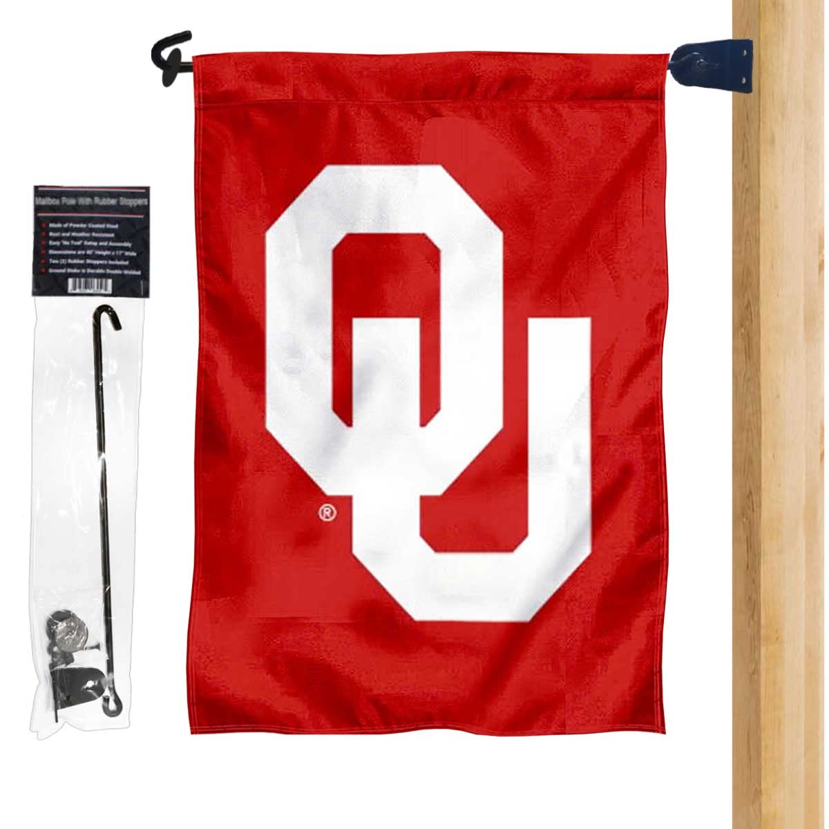 University of Oklahoma Garden Flag and Mailbox Post Pole Mount Holder Set - Sports Collectibles, Sports Memorabilia, Sports Fan Shop, Sports Gifts
