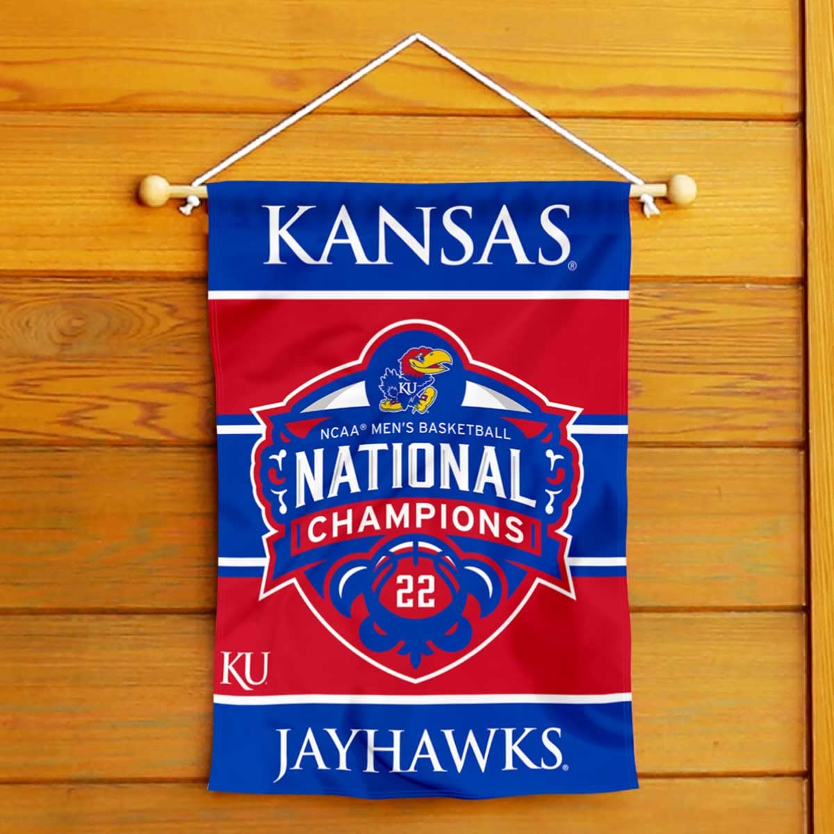 Kansas KU Jayhawks Official 2022 College National Basketball Champions Double Sided Garden Banner Flag - Sports Collectibles, Sports Memorabilia, Sports Fan Shop, Sports Gifts