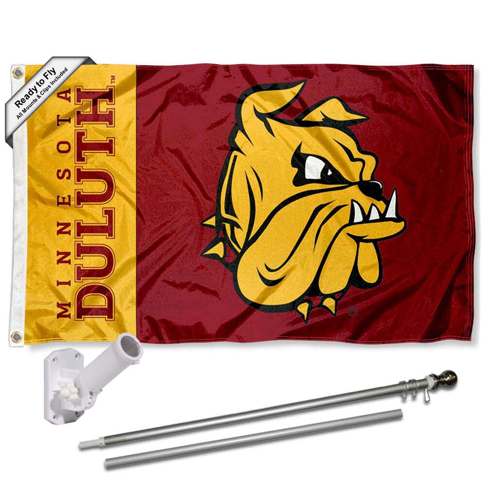 College Flags & Banners Co. UMD Bulldogs New Logo Flag and Pole Bracket Mount Bundle - Sports Collectibles, Sports Memorabilia, Sports Fan Shop, Sports Gifts