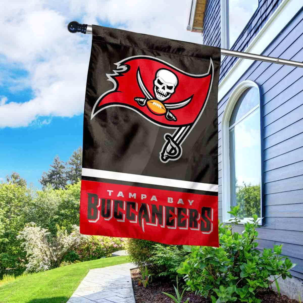 WinCraft Buccaneers Banner House Flag and 5 Foot Flagpole Set - Sports Collectibles, Sports Memorabilia, Sports Fan Shop, Sports Gifts