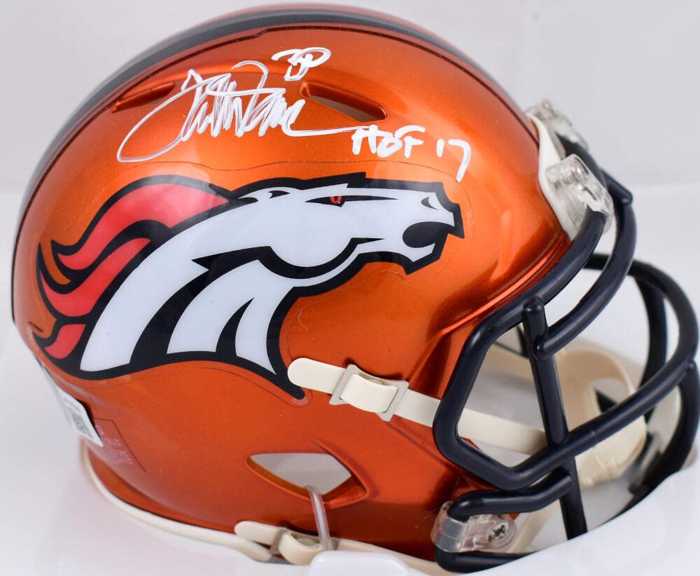 Terrell Davis Autographed Broncos Flash Speed Mini Helmet w/HOF- Beckett W Hologram White - Sports Collectibles, Sports Memorabilia, Sports Fan Shop, Sports Gifts