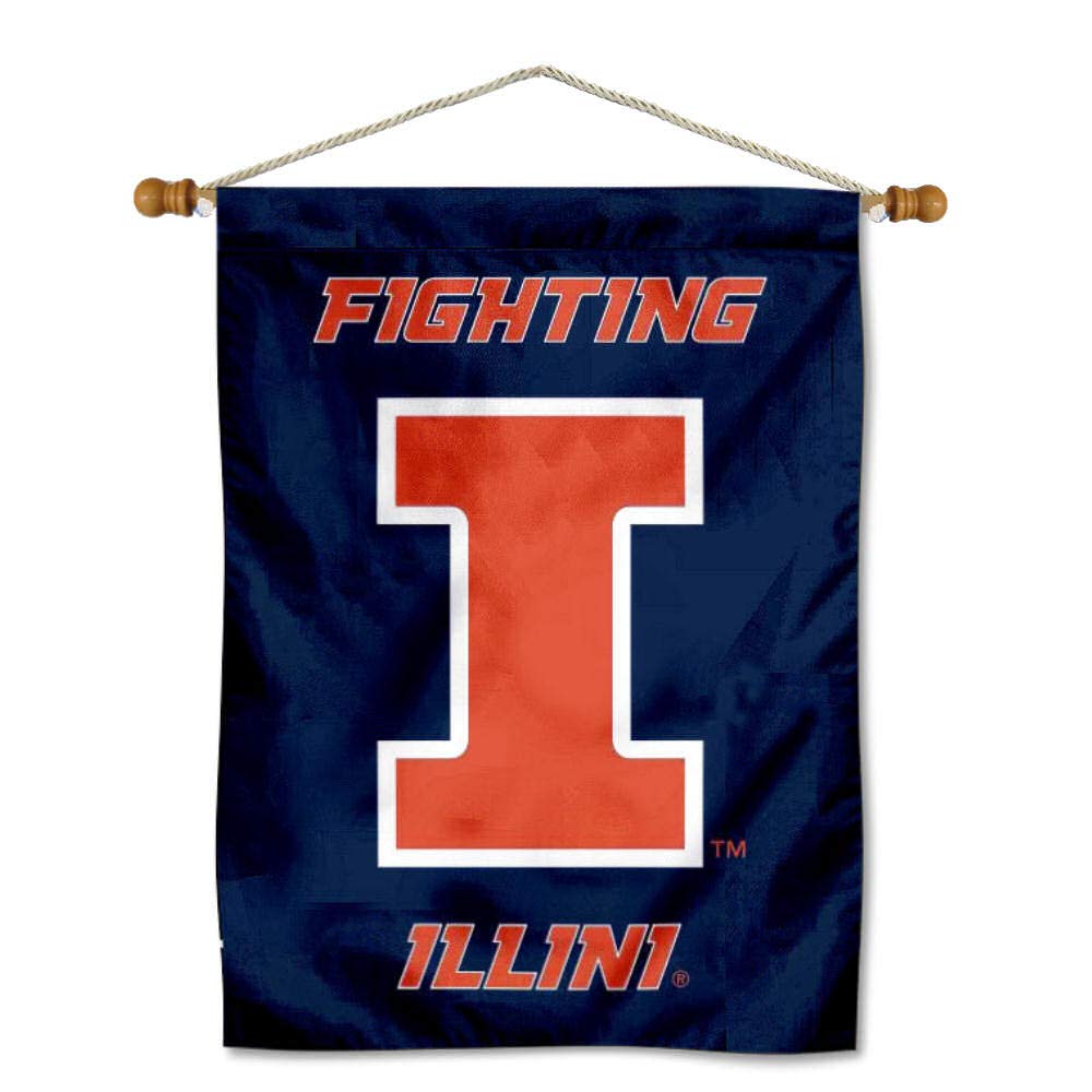 College Flags & Banners Co. University of Illinois Banner Flag and Wood Banner Pole Set - Sports Collectibles, Sports Memorabilia, Sports Fan Shop, Sports Gifts