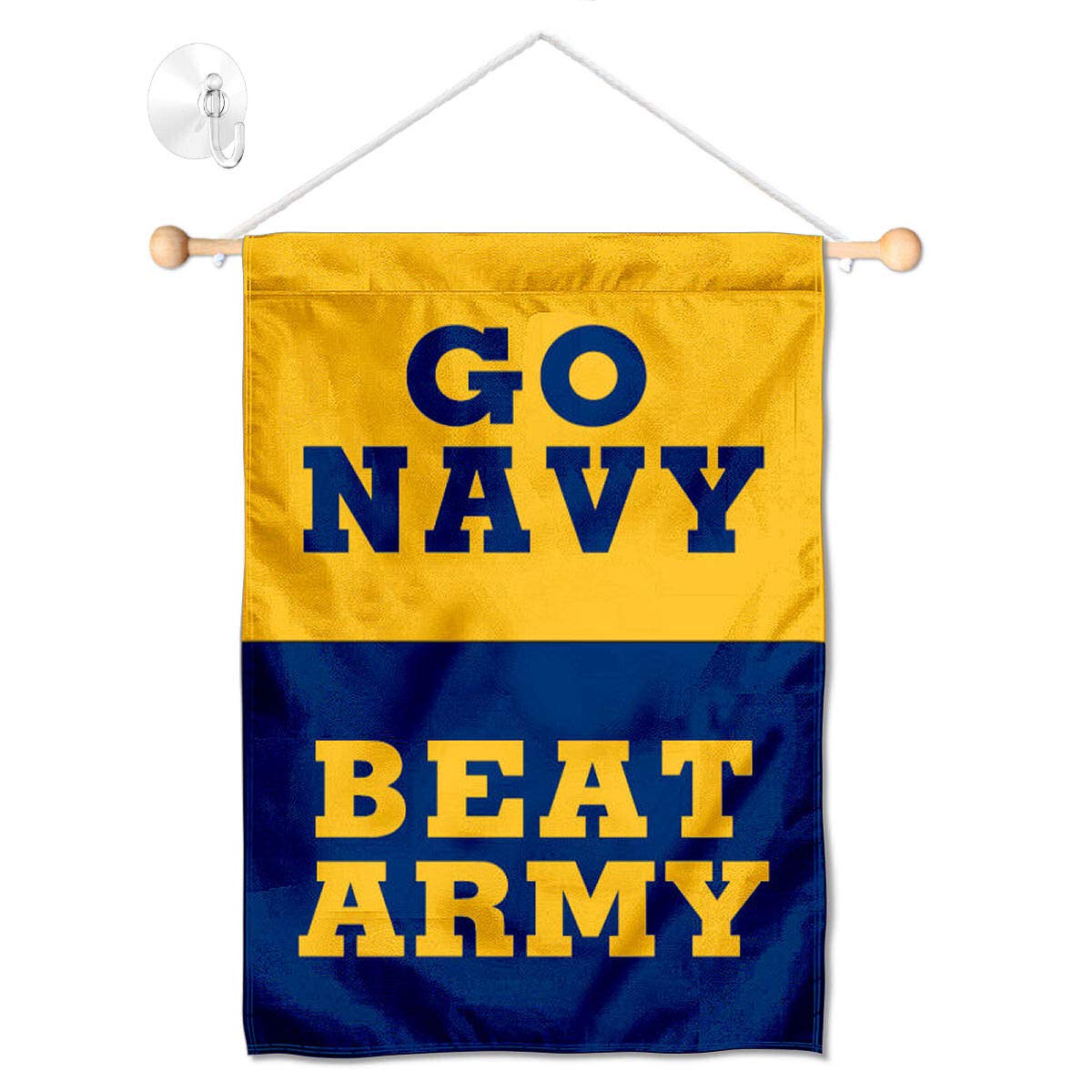 College Flags & Banners Co. US Navy Midshipmen Beat Army Window Wall Banner Hanging Flag with Suction Cup - Sports Collectibles, Sports Memorabilia, Sports Fan Shop, Sports Gifts