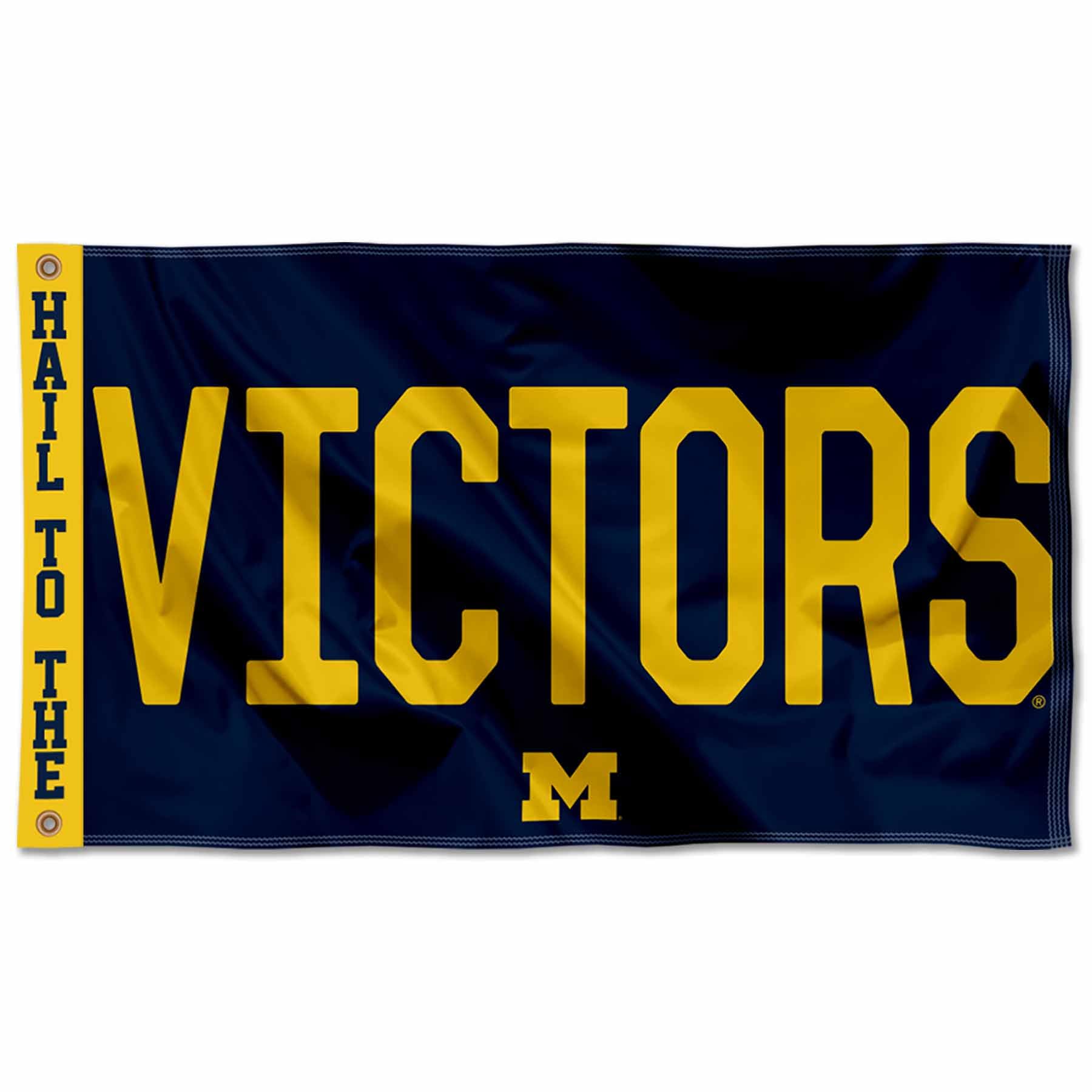 College Flags & Banners Co. Michigan Team University Wolverines Hail to The Victors Printed Header 3x5 Foot Banner Flag - Sports Collectibles, Sports Memorabilia, Sports Fan Shop, Sports Gifts