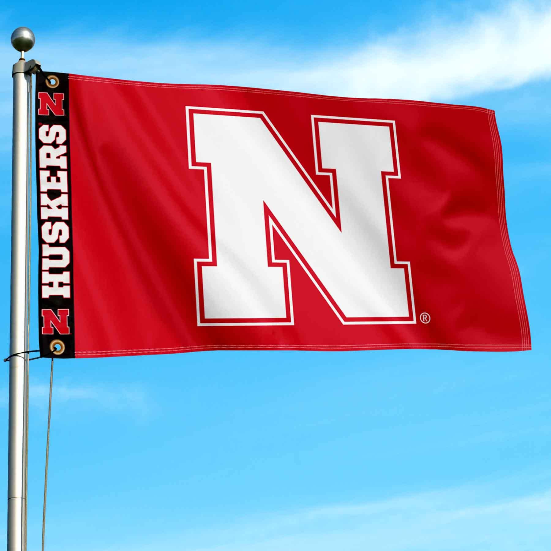 College Flags & Banners Co. Nebraska Cornhuskers Printed Header 3x5 Foot Banner Flag - Sports Collectibles, Sports Memorabilia, Sports Fan Shop, Sports Gifts