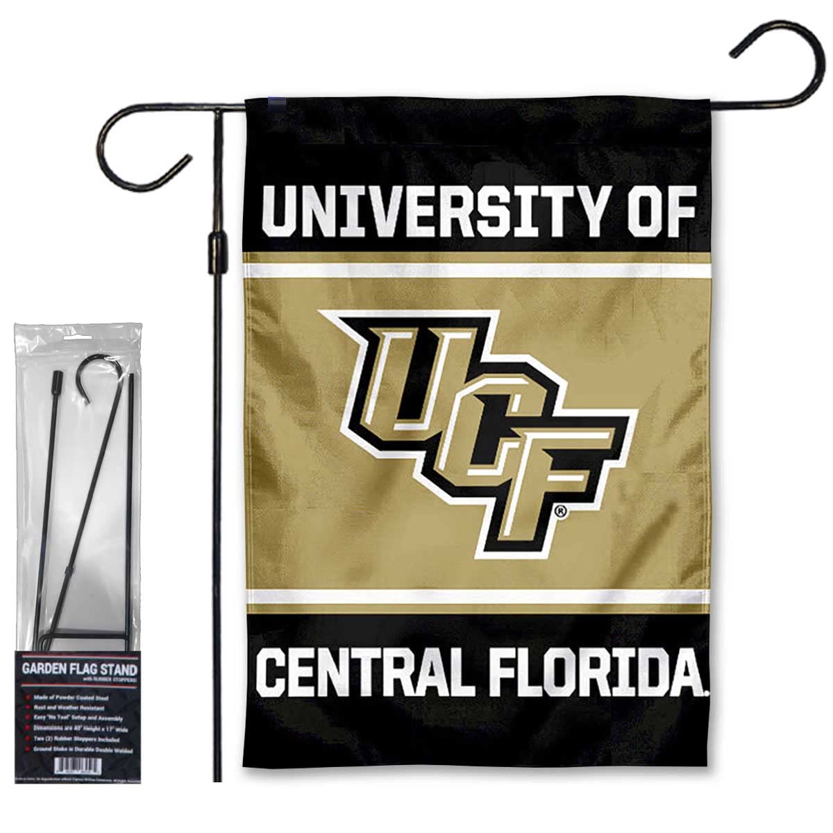 College Flags & Banners Co. Central Florida Knights Garden Banner Flag with Flag Pole Stand Set - Sports Collectibles, Sports Memorabilia, Sports Fan Shop, Sports Gifts