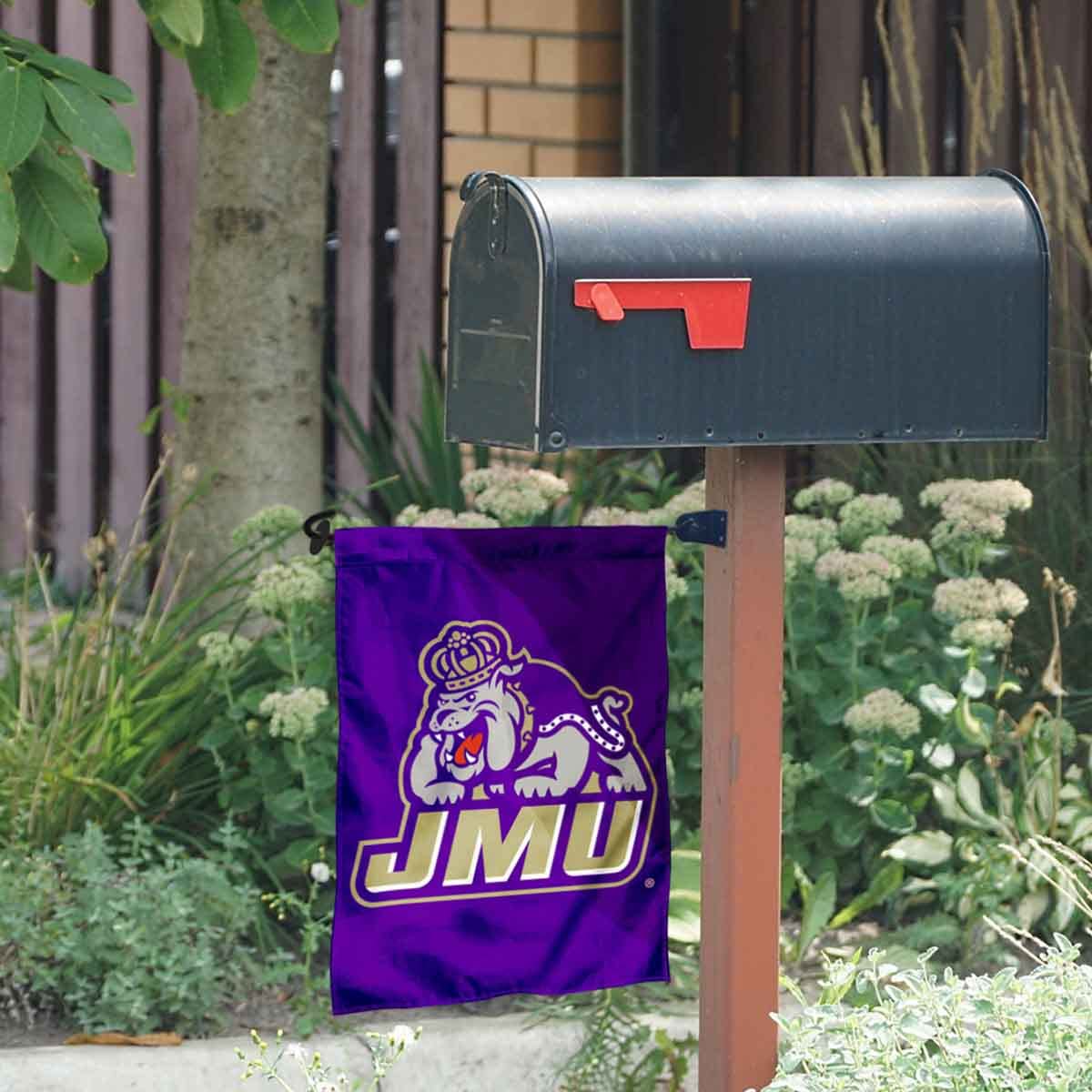 College Flags & Banners Co. James Madison Dukes Garden Flag and Mailbox Post Pole Mount Holder Set - Sports Collectibles, Sports Memorabilia, Sports Fan Shop, Sports Gifts