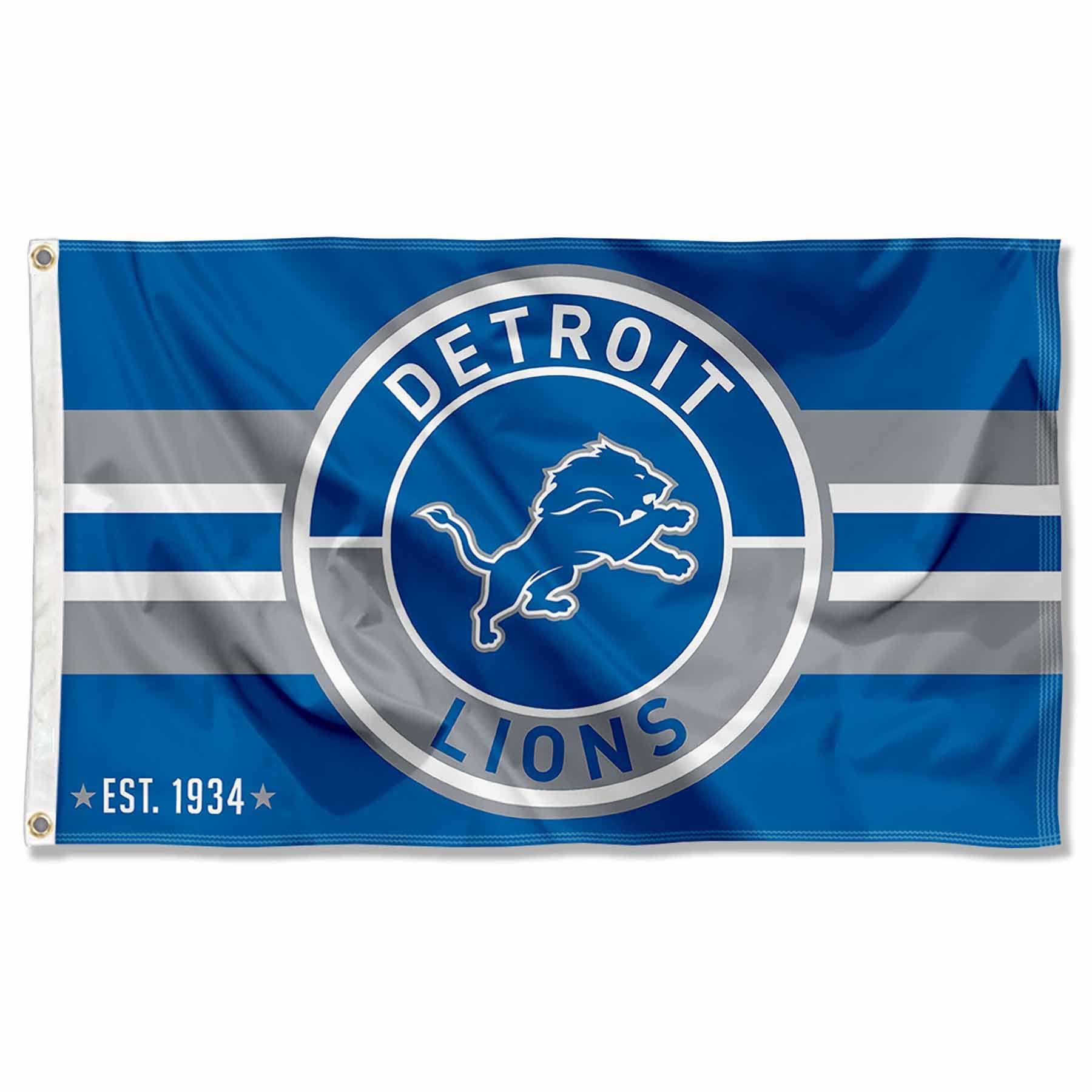 WinCraft Detroit Lions Patch Button Circle Logo Flag Large 3x5 Banner - Sports Collectibles, Sports Memorabilia, Sports Fan Shop, Sports Gifts