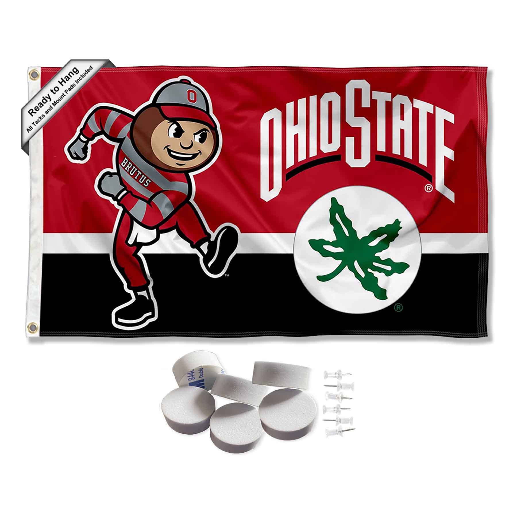 College Flags & Banners Co. Ohio State Buckeyes Split Logo Banner and Tapestry Wall Tack Pads - Sports Collectibles, Sports Memorabilia, Sports Fan Shop, Sports Gifts