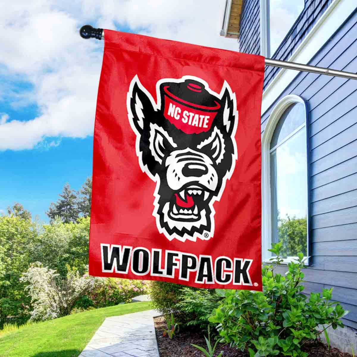 College Flags & Banners Co. North Carolina State University House Flag with Flag Pole Set - Sports Collectibles, Sports Memorabilia, Sports Fan Shop, Sports Gifts