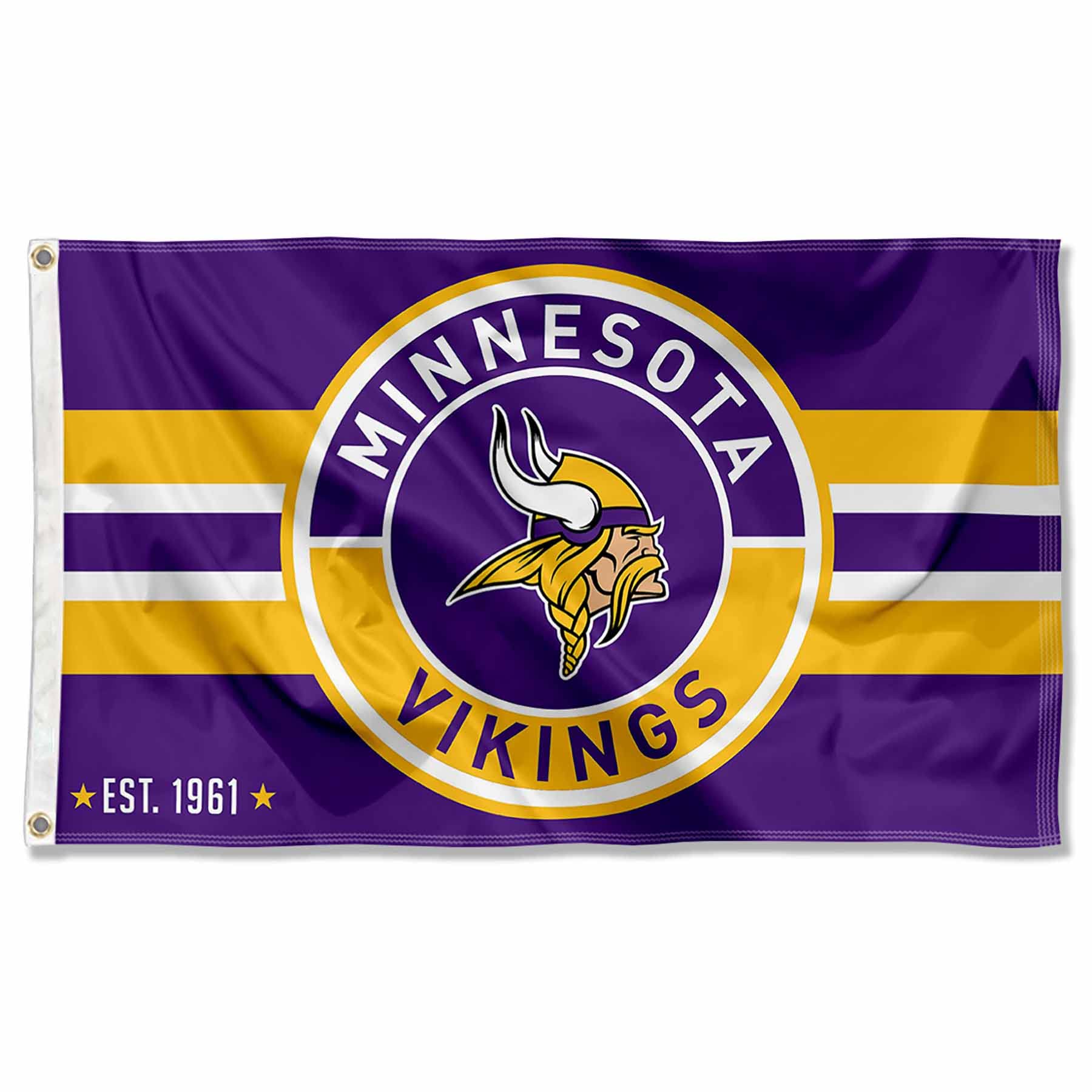 WinCraft Minnesota Vikings Patch Button Circle Logo Flag Large 3x5 Banner - Sports Collectibles, Sports Memorabilia, Sports Fan Shop, Sports Gifts