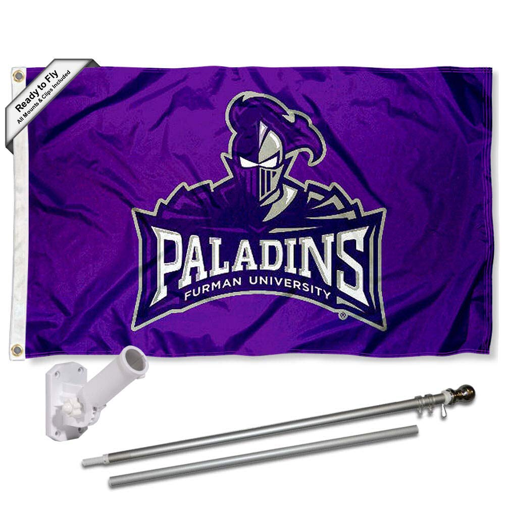 College Flags & Banners Co. Furman University Flag and Pole Bracket Mount Bundle - Sports Collectibles, Sports Memorabilia, Sports Fan Shop, Sports Gifts