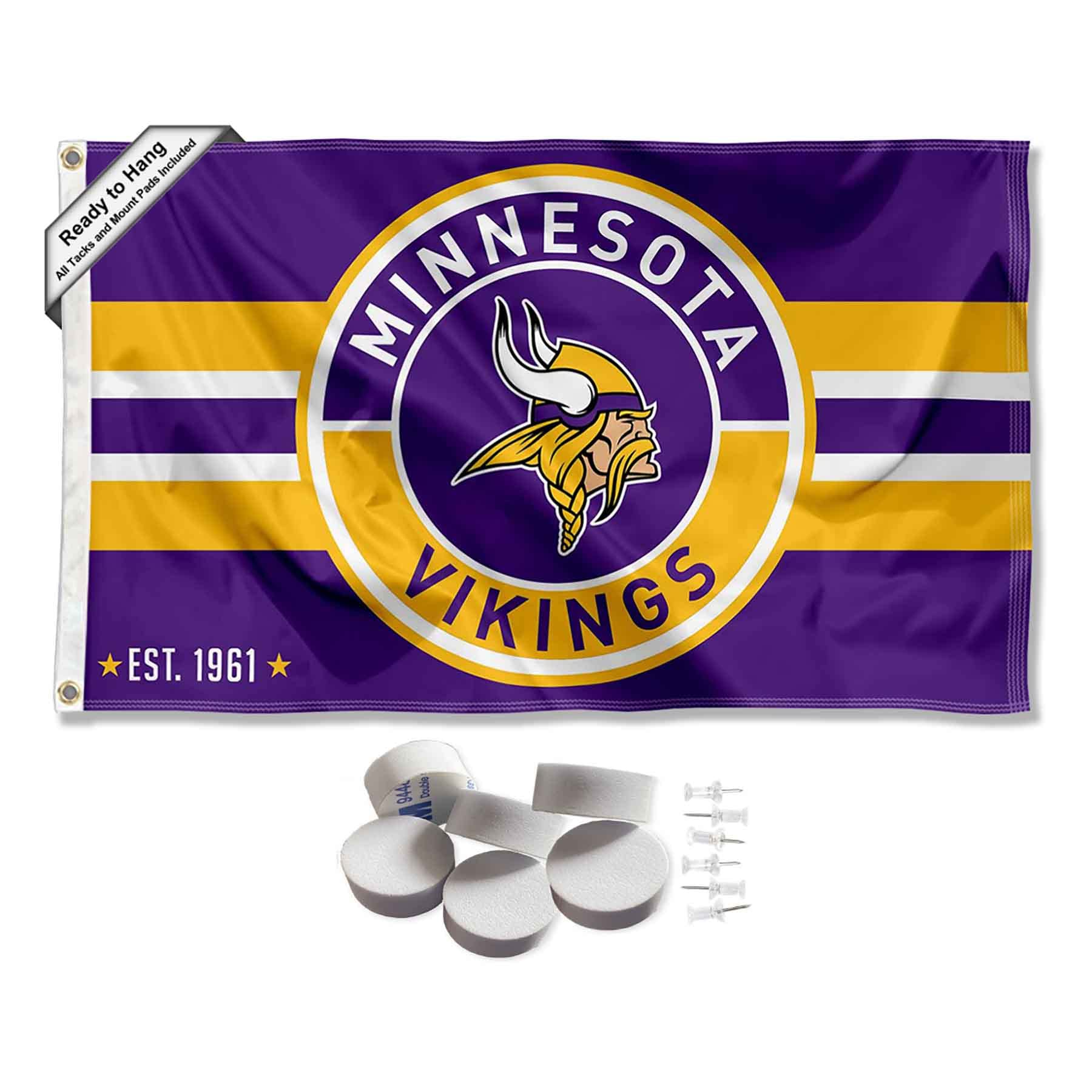 Minnesota Vikings Patch Button Banner and Tapestry Wall Tack Pads - Sports Collectibles, Sports Memorabilia, Sports Fan Shop, Sports Gifts