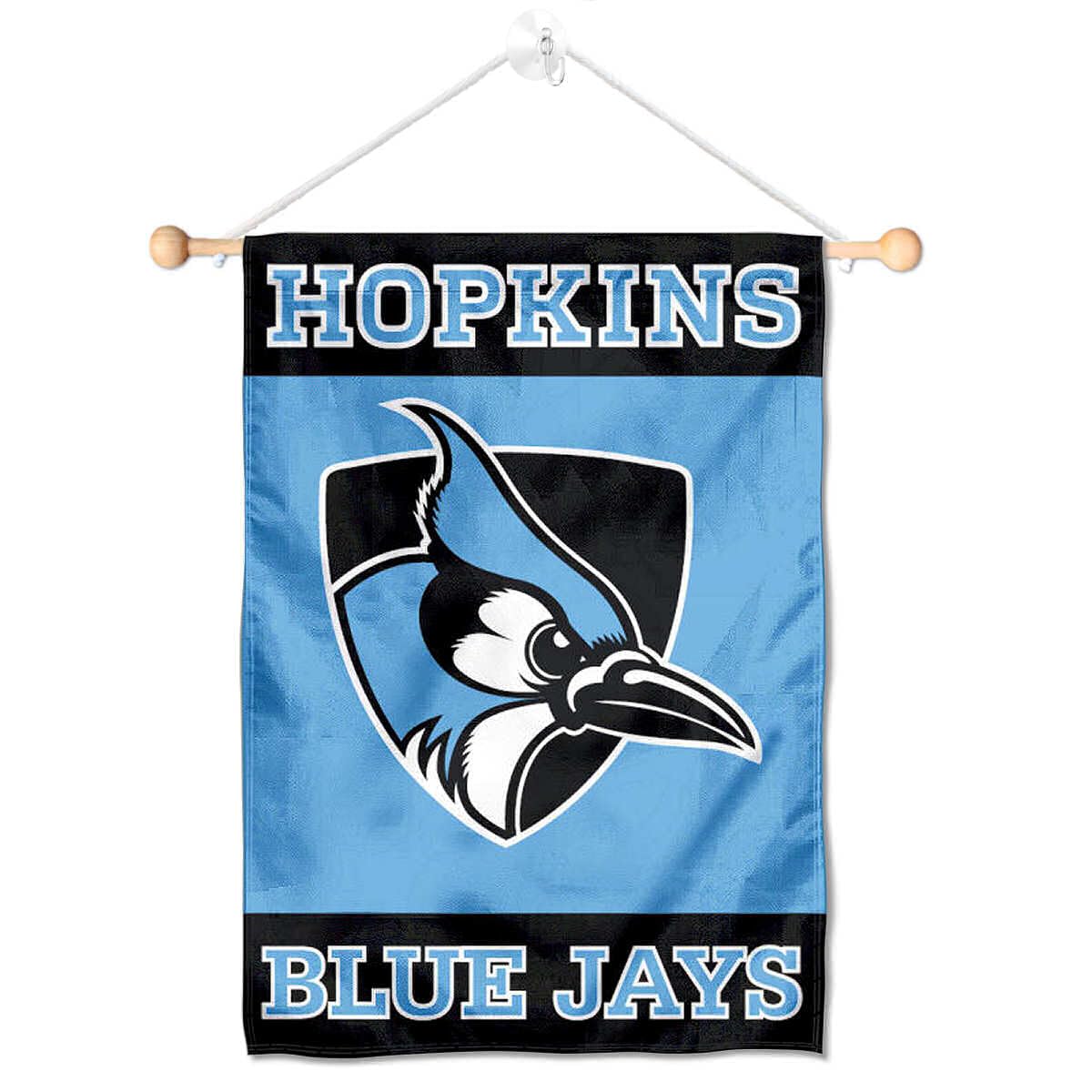 College Flags & Banners Co. Johns Hopkins Blue Jays Window Wall Banner Hanging Flag with Suction Cup - Sports Collectibles, Sports Memorabilia, Sports Fan Shop, Sports Gifts