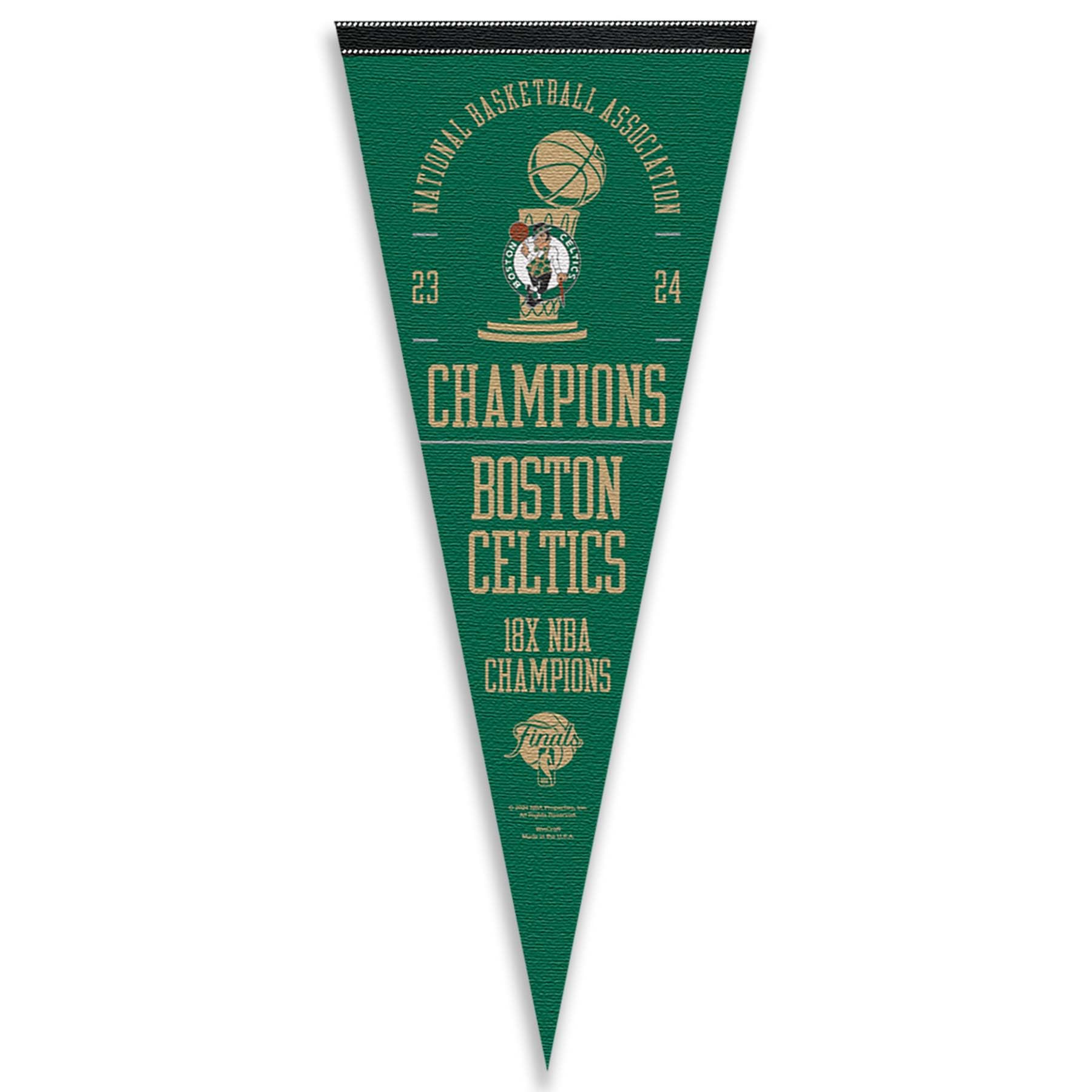 WinCraft Boston Celtics 2024 Finals Champions Pennant Flag - Sports Collectibles, Sports Memorabilia, Sports Fan Shop, Sports Gifts