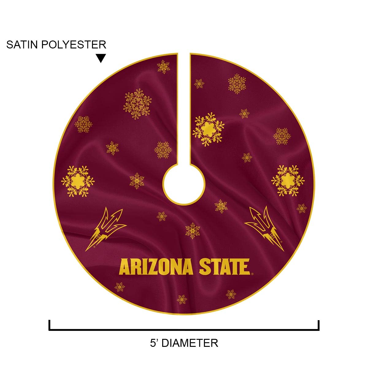 Arizona State Sun Devils Christmas Tree Skirt Large Xmas Tree Collar Ornament - Sports Collectibles, Sports Memorabilia, Sports Fan Shop, Sports Gifts