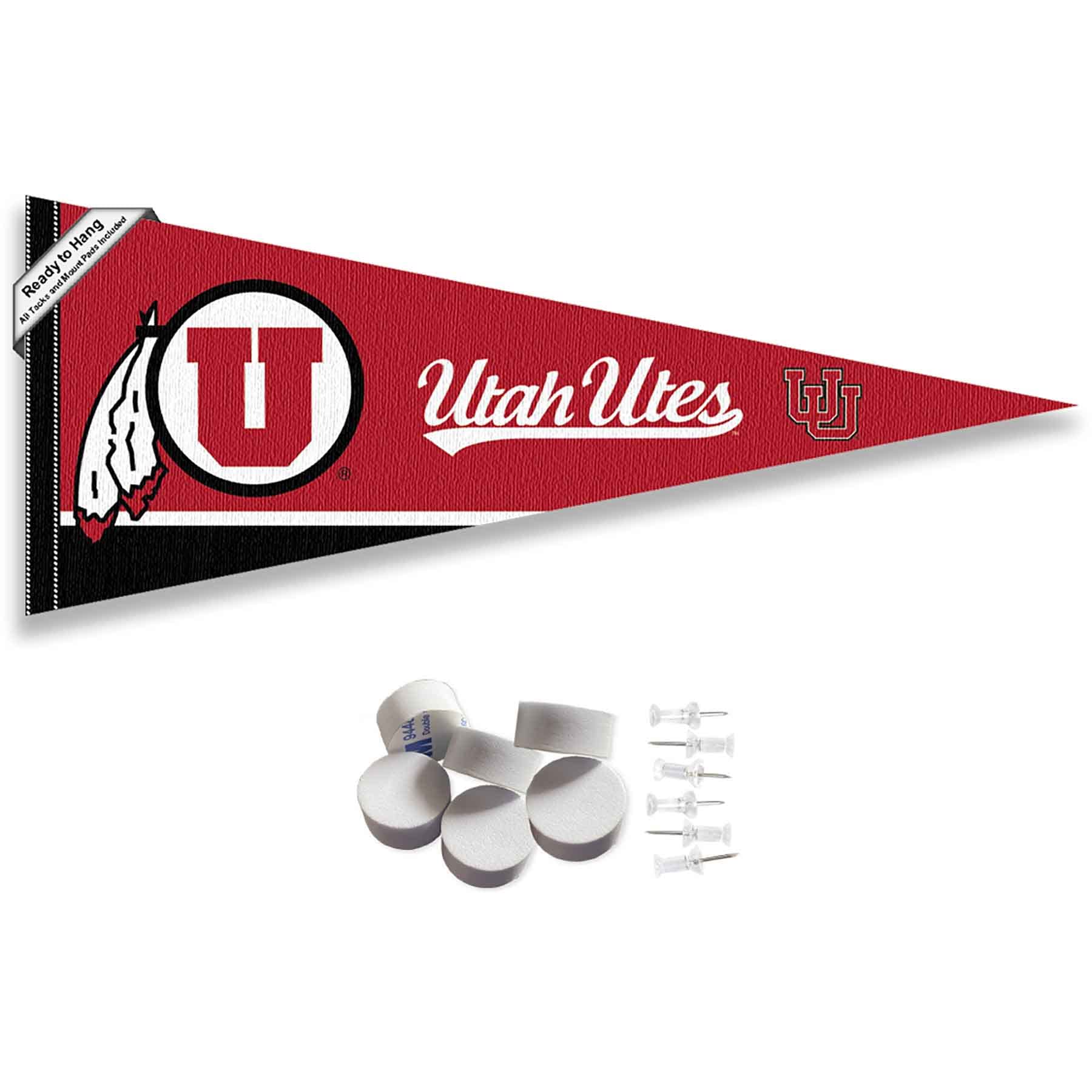 College Flags & Banners Co. Utah Pennant Flag and Wall Tack Mount Pads - Sports Collectibles, Sports Memorabilia, Sports Fan Shop, Sports Gifts