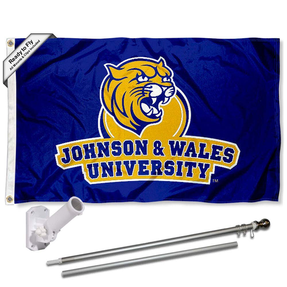 College Flags & Banners Co. Johnson and Wales University Wildcats Logo Flag and Pole Bracket Mount Bundle - Sports Collectibles, Sports Memorabilia, Sports Fan Shop, Sports Gifts