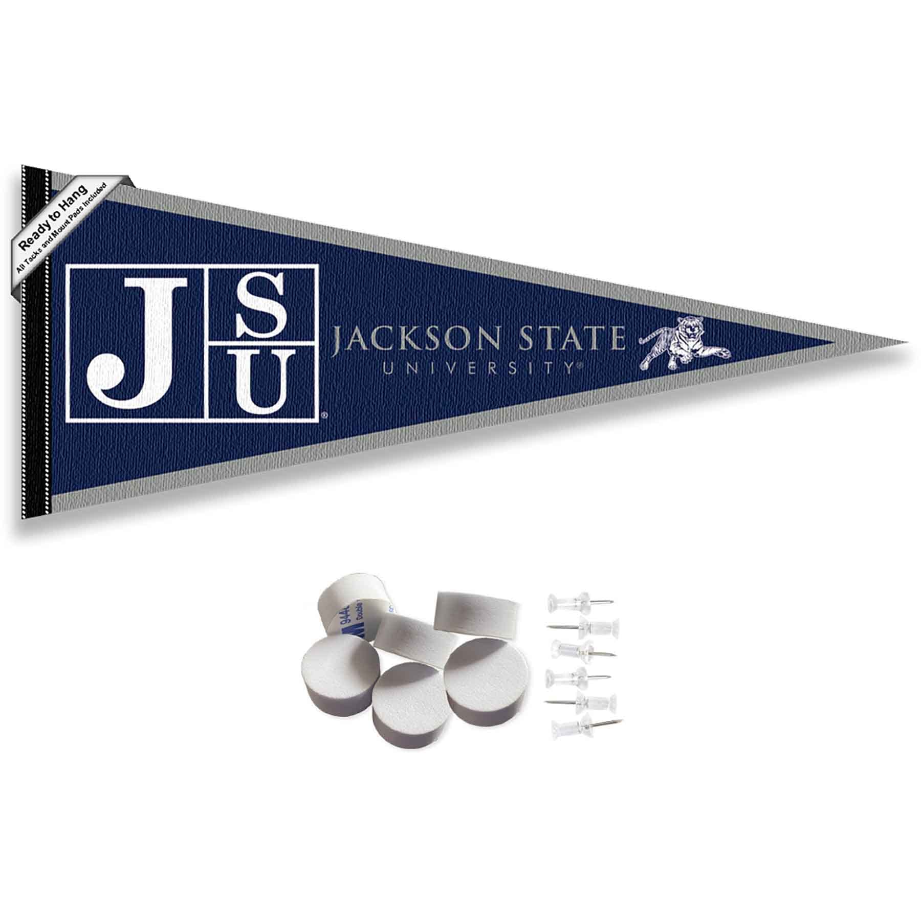 College Flags & Banners Co. Jackson State Tigers Pennant Flag and Wall Tack Mount Pads - Sports Collectibles, Sports Memorabilia, Sports Fan Shop, Sports Gifts