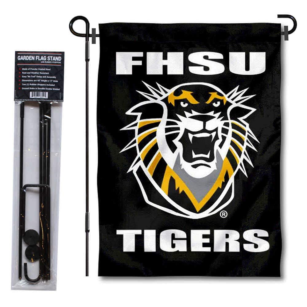 College Flags & Banners Co. Fort Hays State Garden Flag and USA Flag Stand Pole Holder Set - Sports Collectibles, Sports Memorabilia, Sports Fan Shop, Sports Gifts