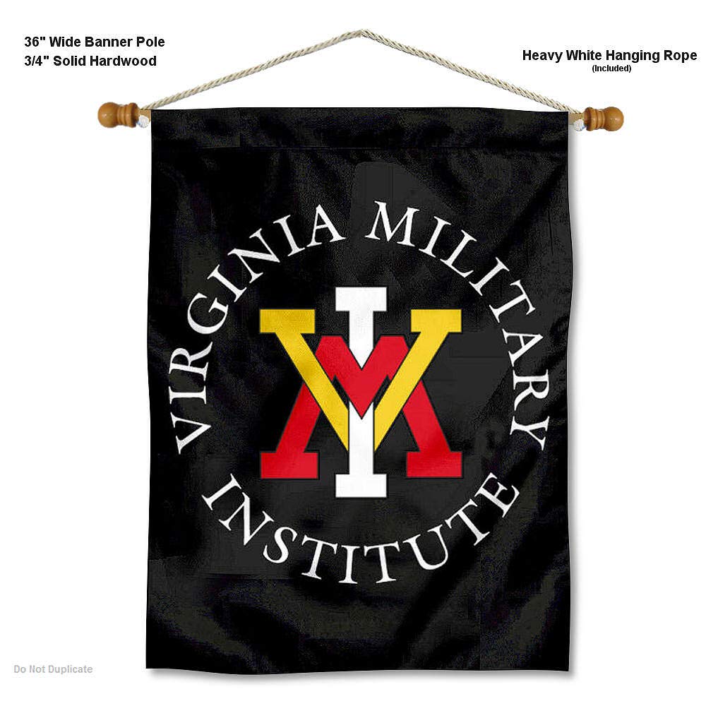 College Flags & Banners Co. Virginia Military VMI Banner Flag and Wood Banner Pole Set - Sports Collectibles, Sports Memorabilia, Sports Fan Shop, Sports Gifts
