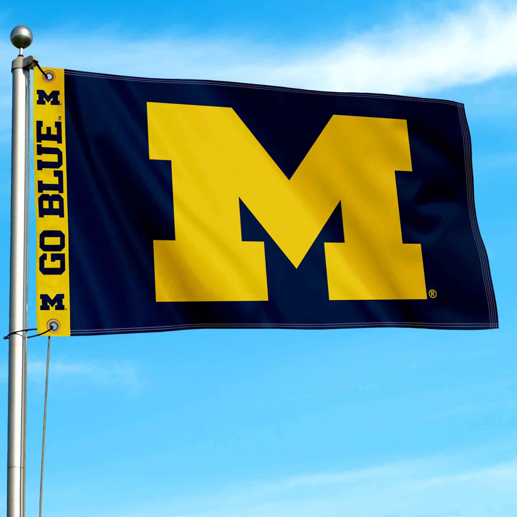 College Flags & Banners Co. Michigan Team University Wolverines Printed Header 3x5 Foot Banner Flag - Sports Collectibles, Sports Memorabilia, Sports Fan Shop, Sports Gifts