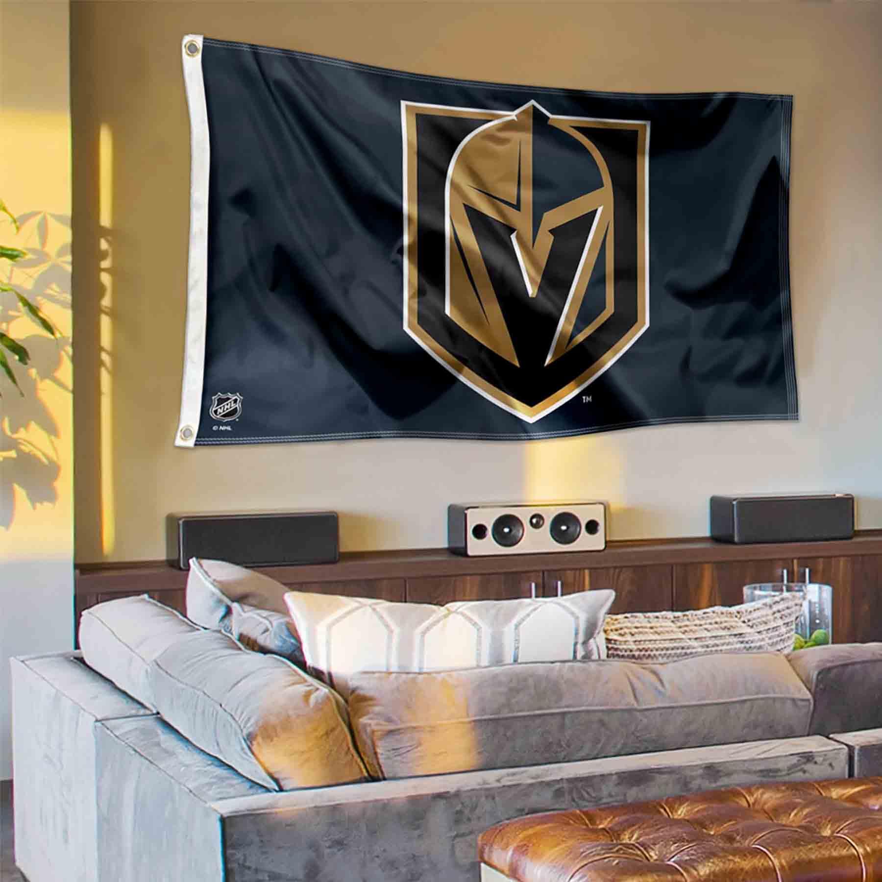 WinCraft Vegas Golden Knights Primary Logo Banner Flag - Sports Collectibles, Sports Memorabilia, Sports Fan Shop, Sports Gifts
