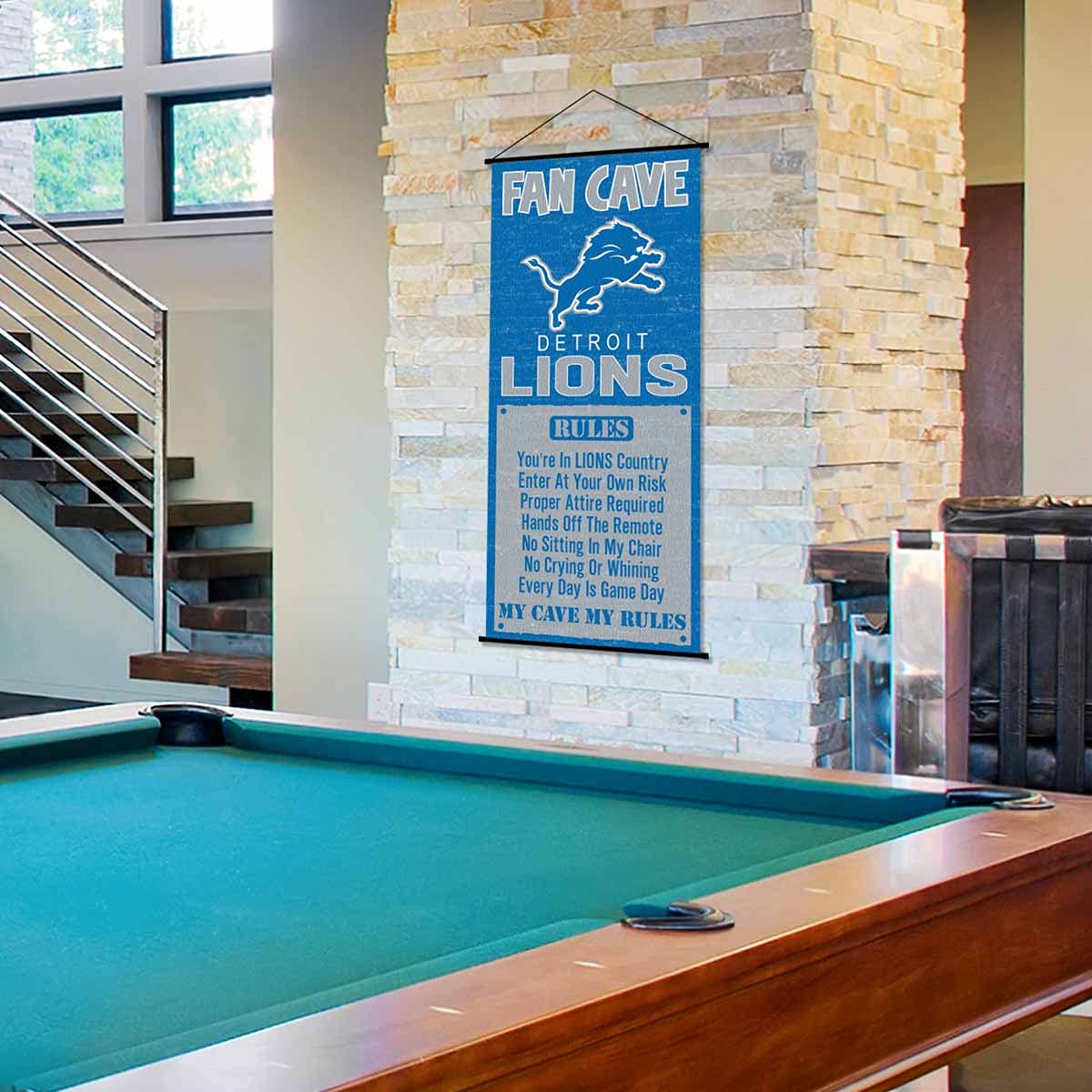 WinCraft Detroit Lions Man Cave Fan Banner Wall Door Scroll - Sports Collectibles, Sports Memorabilia, Sports Fan Shop, Sports Gifts