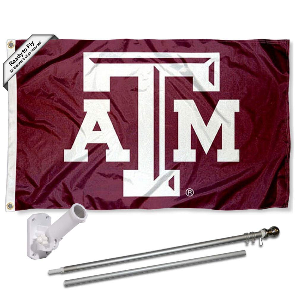College Flags & Banners Co. Texas A&M Aggies Beveled Flag with Pole and Bracket Kit - Sports Collectibles, Sports Memorabilia, Sports Fan Shop, Sports Gifts