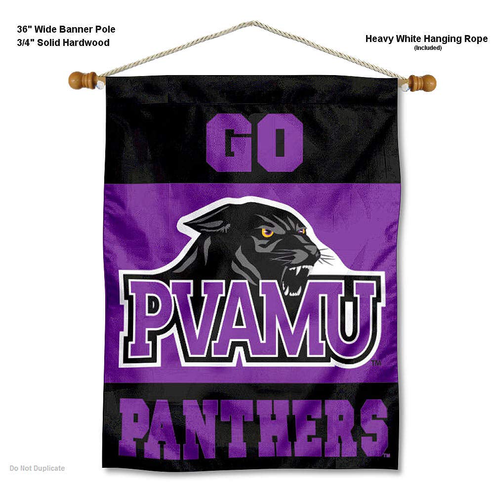 College Flags & Banners Co. Prairie View A&M University Banner Flag and Wood Banner Pole Set - Sports Collectibles, Sports Memorabilia, Sports Fan Shop, Sports Gifts