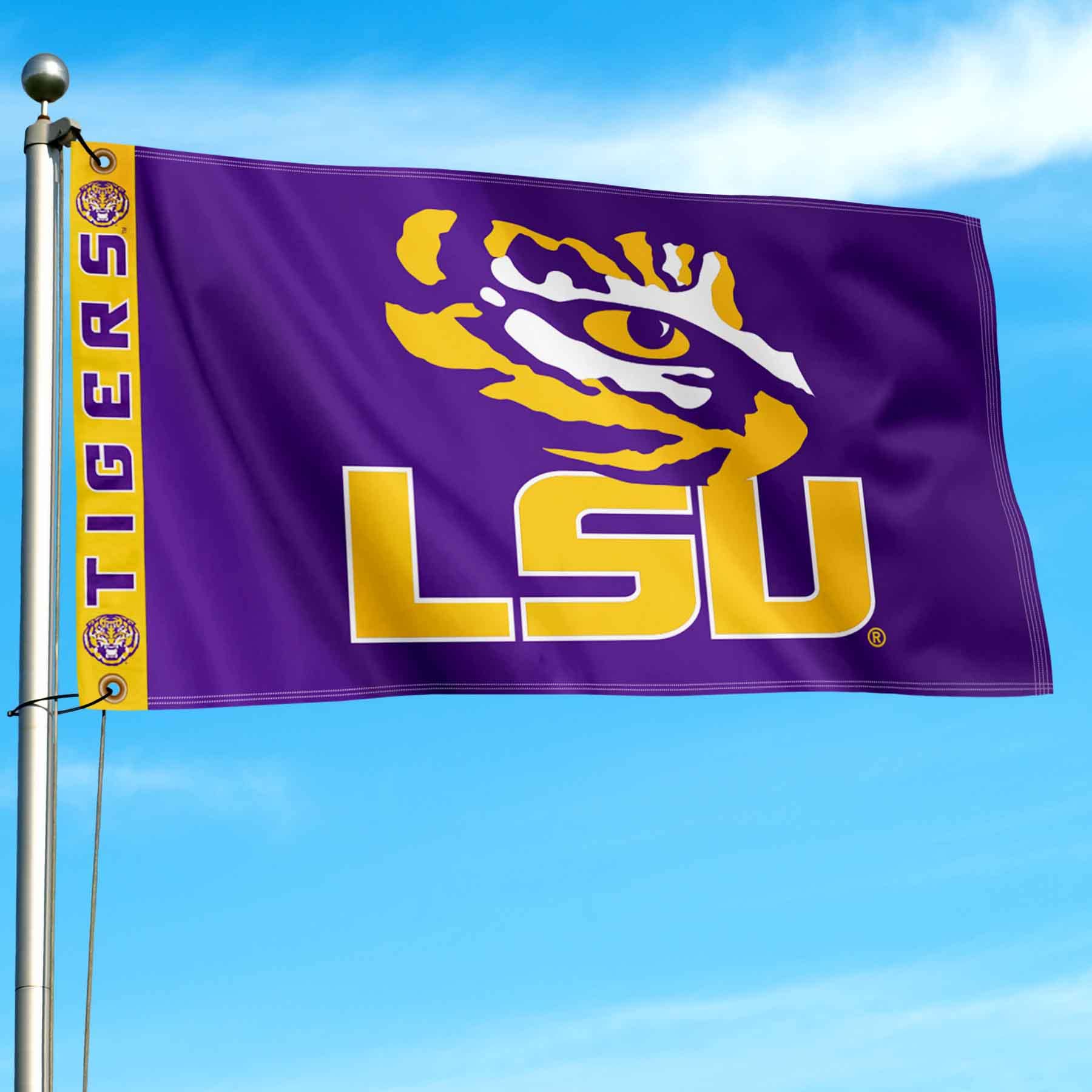 College Flags & Banners Co. Louisiana State LSU Tigers Printed Header 3x5 Foot Banner Flag - Sports Collectibles, Sports Memorabilia, Sports Fan Shop, Sports Gifts