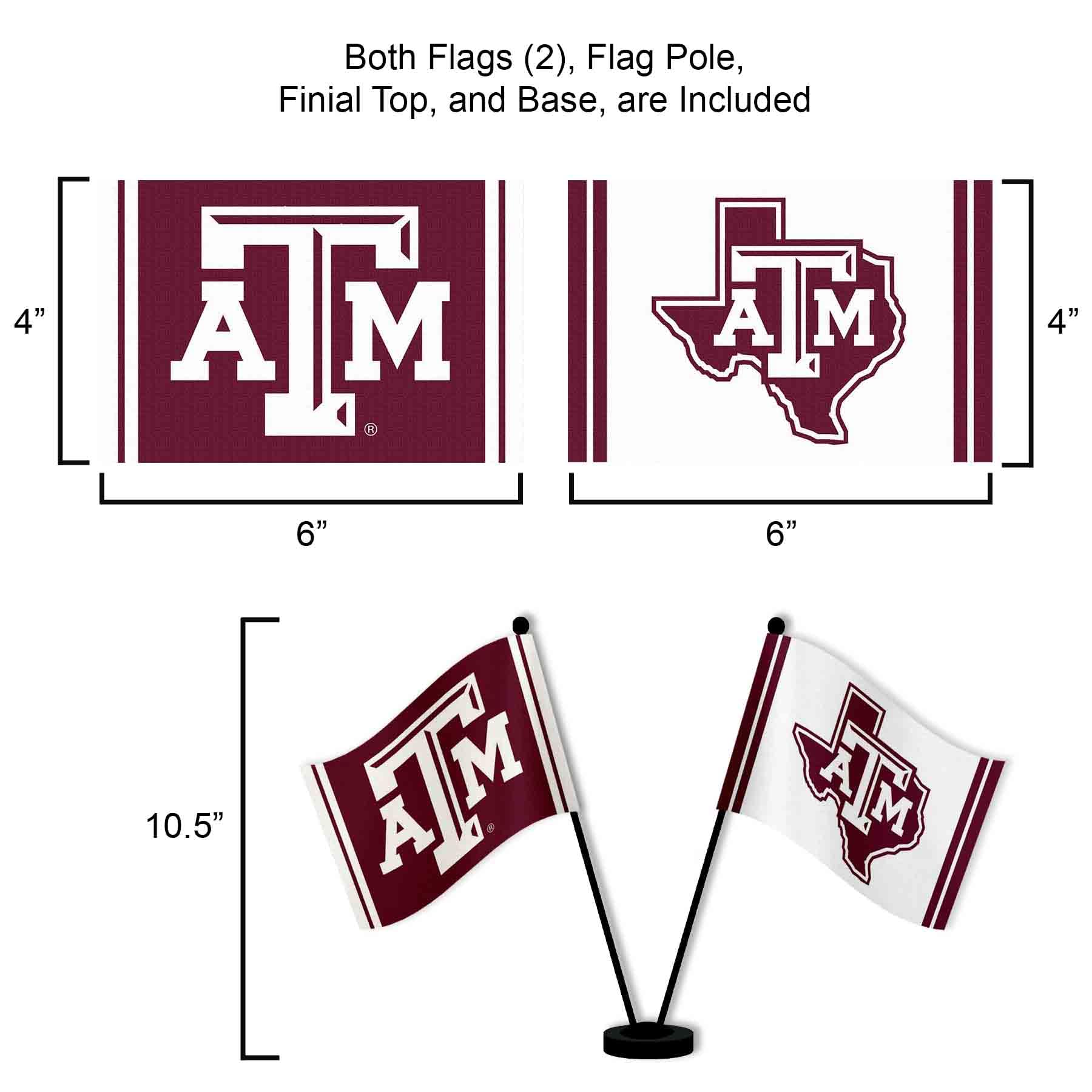 WinCraft Texas A&M Aggies Desk and Table Top Flags - Sports Collectibles, Sports Memorabilia, Sports Fan Shop, Sports Gifts