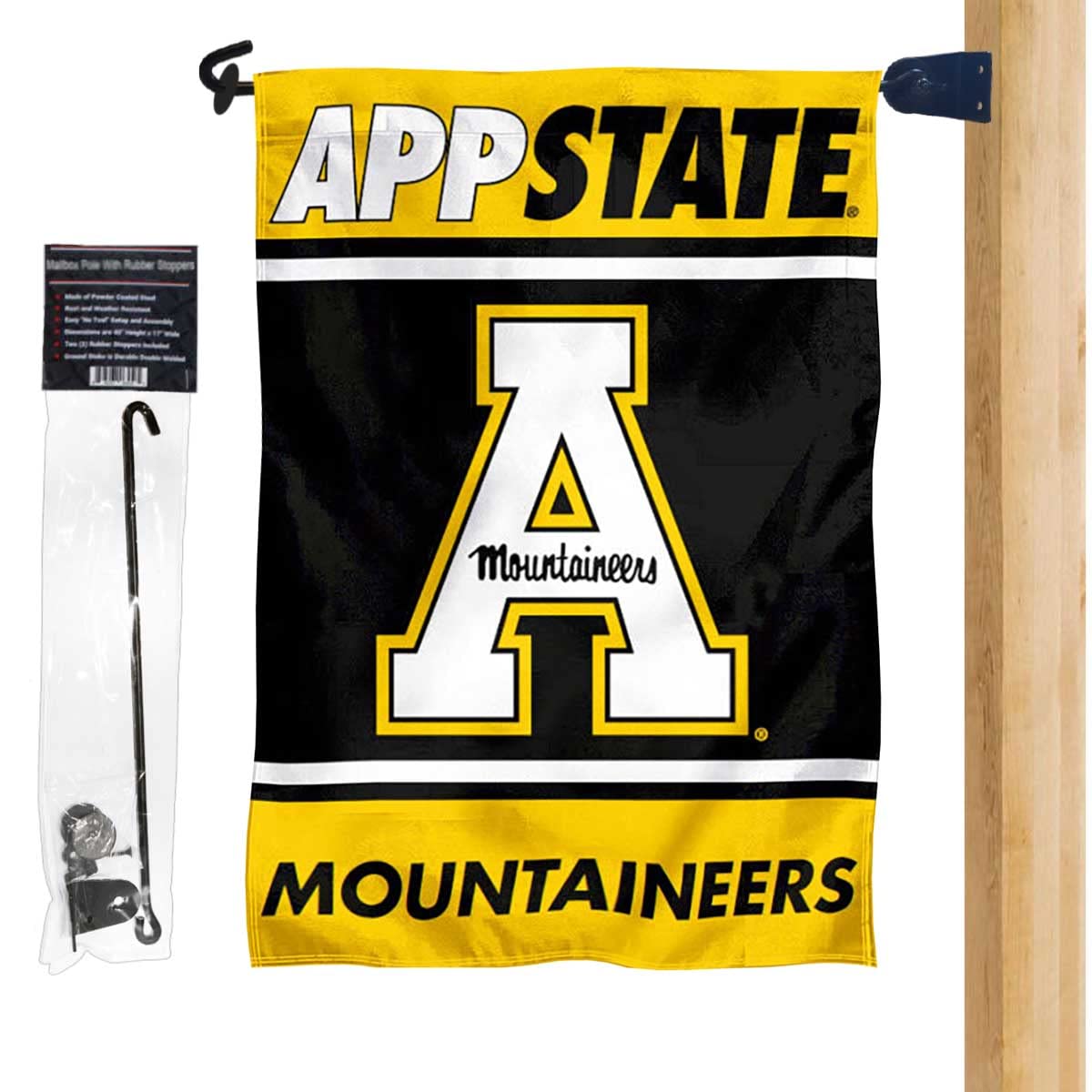 College Flags & Banners Co. Appalachian State Mountaineers Garden Flag and Mailbox Post Pole Mount Holder Set - Sports Collectibles, Sports Memorabilia, Sports Fan Shop, Sports Gifts