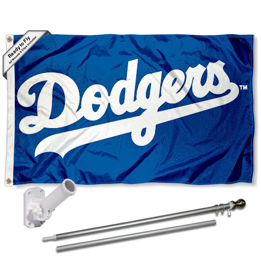 WinCraft Los Angeles Dodgers Script Flag Pole and Bracket Set - Sports Collectibles, Sports Memorabilia, Sports Fan Shop, Sports Gifts