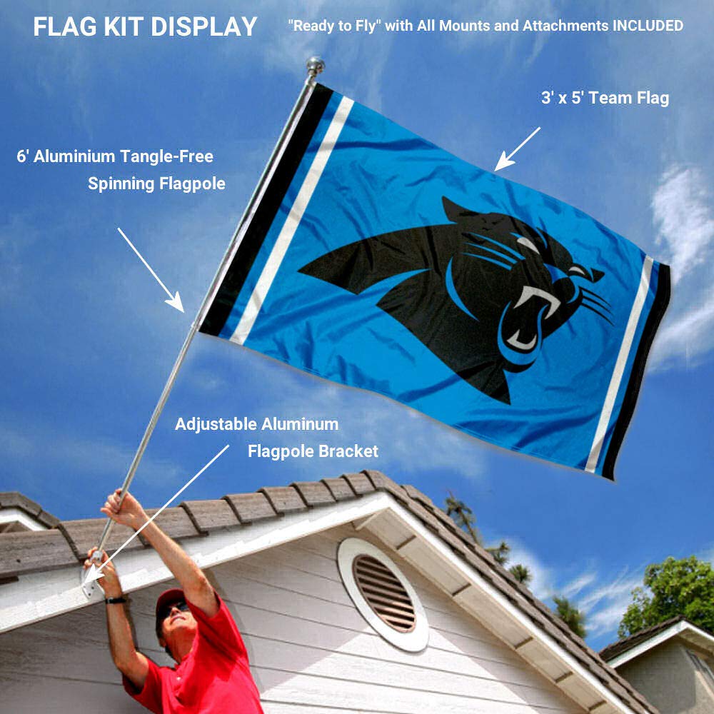 WinCraft Carolina Panthers Panther Blue Flag Pole and Bracket Kit - Sports Collectibles, Sports Memorabilia, Sports Fan Shop, Sports Gifts