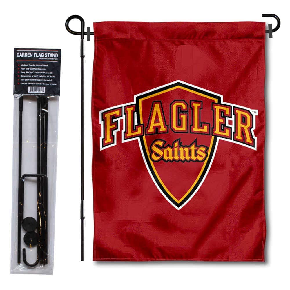 Flagler College Saints Logo Garden Flag and USA Flag Stand Pole Holder Set - Sports Collectibles, Sports Memorabilia, Sports Fan Shop, Sports Gifts
