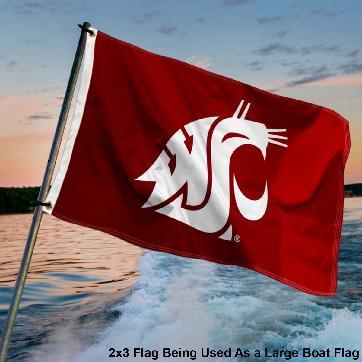 College Flags & Banners Co. Washington State Cougars Small 2x3 Foot Flag - Sports Collectibles, Sports Memorabilia, Sports Fan Shop, Sports Gifts