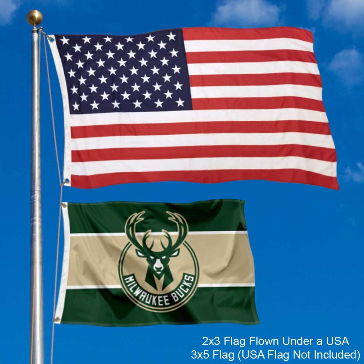 WinCraft Milwaukee Bucks Small 2x3 Foot Banner Flag - Sports Collectibles, Sports Memorabilia, Sports Fan Shop, Sports Gifts