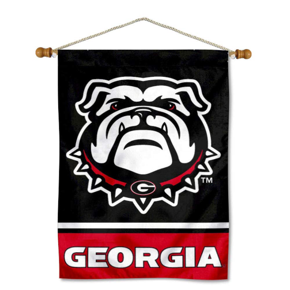 College Flags & Banners Co. Georgia Bulldogs 2-Sided Home Flag and Wood Banner Pole Set - Sports Collectibles, Sports Memorabilia, Sports Fan Shop, Sports Gifts