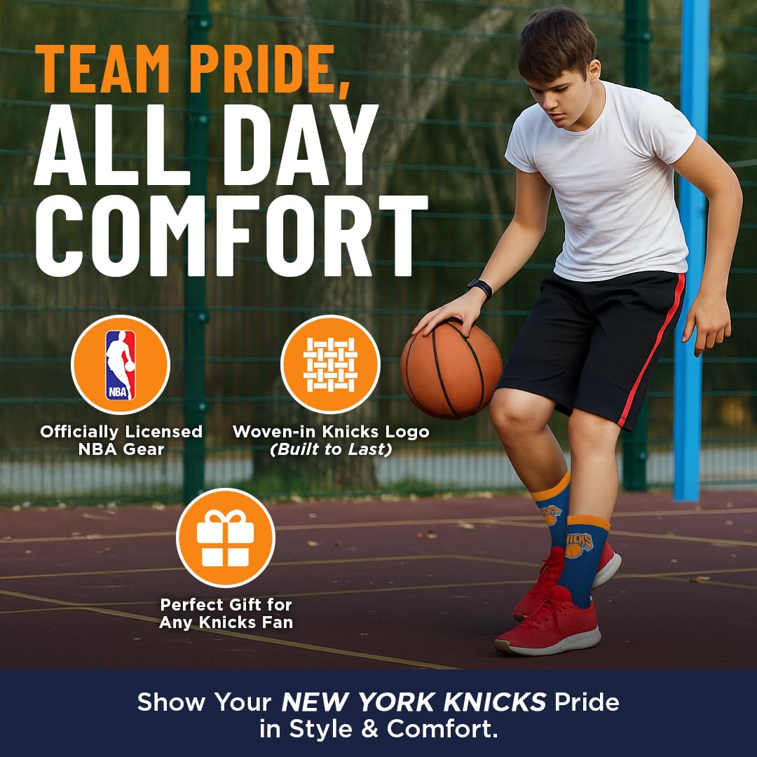 For Bare Feet NBA NEW YORK KNICKS MVP Crew Sock Team Color Large - Sports Gifts, Sports Memorabilia, Sports Collectibles, Fan Shop