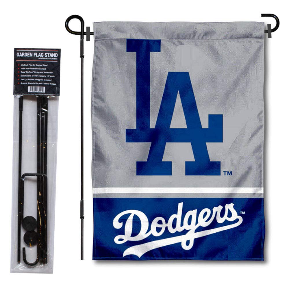 WinCraft Los Angeles Dodgers Garden Flag with Stand Holder - Sports Collectibles, Sports Memorabilia, Sports Fan Shop, Sports Gifts
