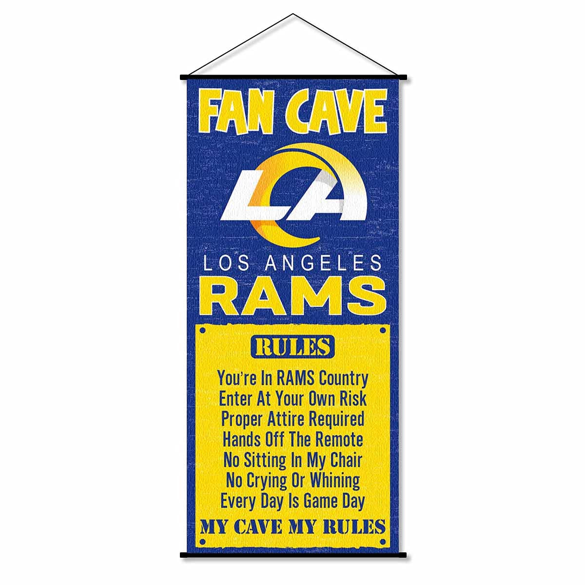 WinCraft Los Angeles Rams Man Cave Fan Banner Wall Door Scroll - Sports Collectibles, Sports Memorabilia, Sports Fan Shop, Sports Gifts