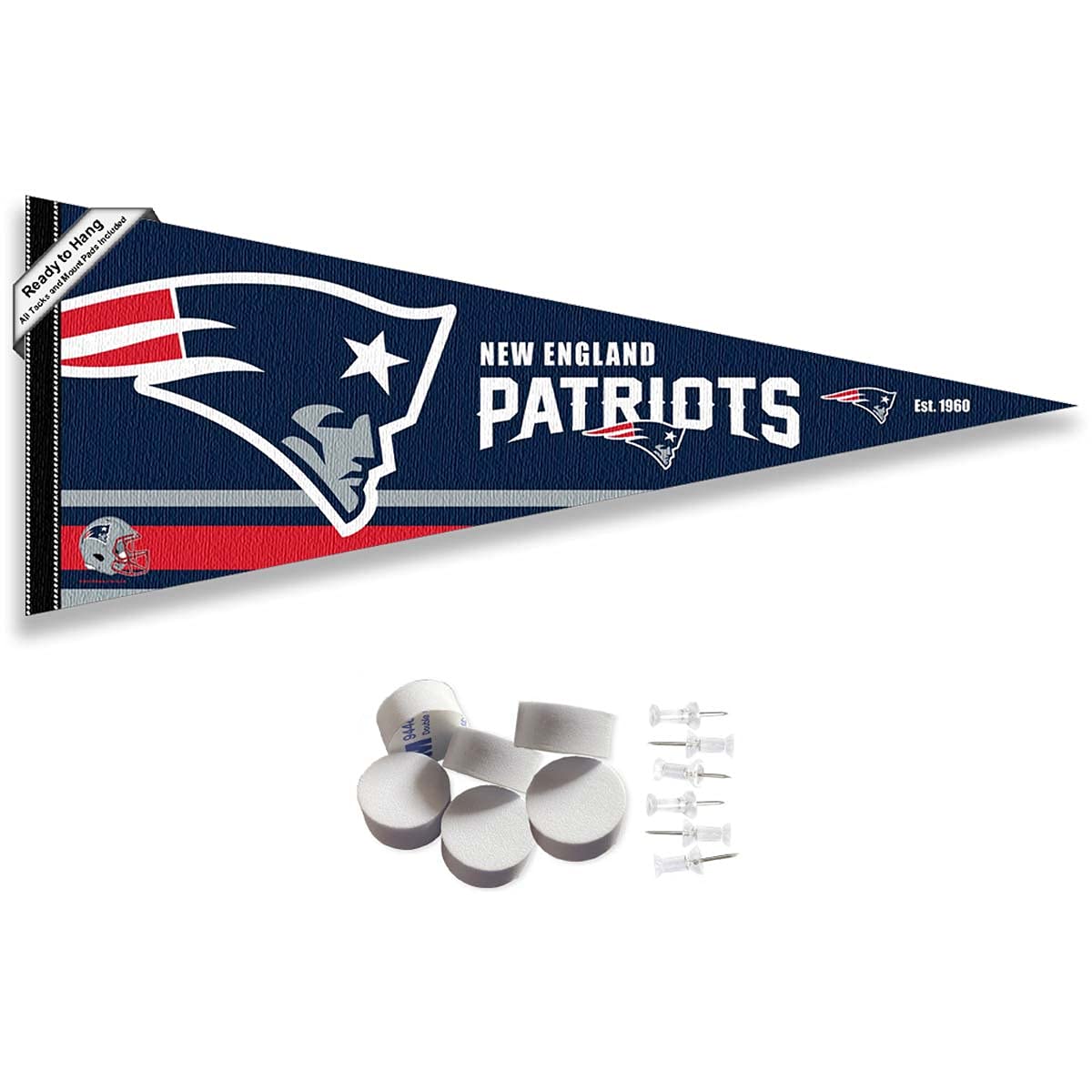 New England Patriots Pennant Banner and Wall Tack Pads - Sports Collectibles, Sports Memorabilia, Sports Fan Shop, Sports Gifts