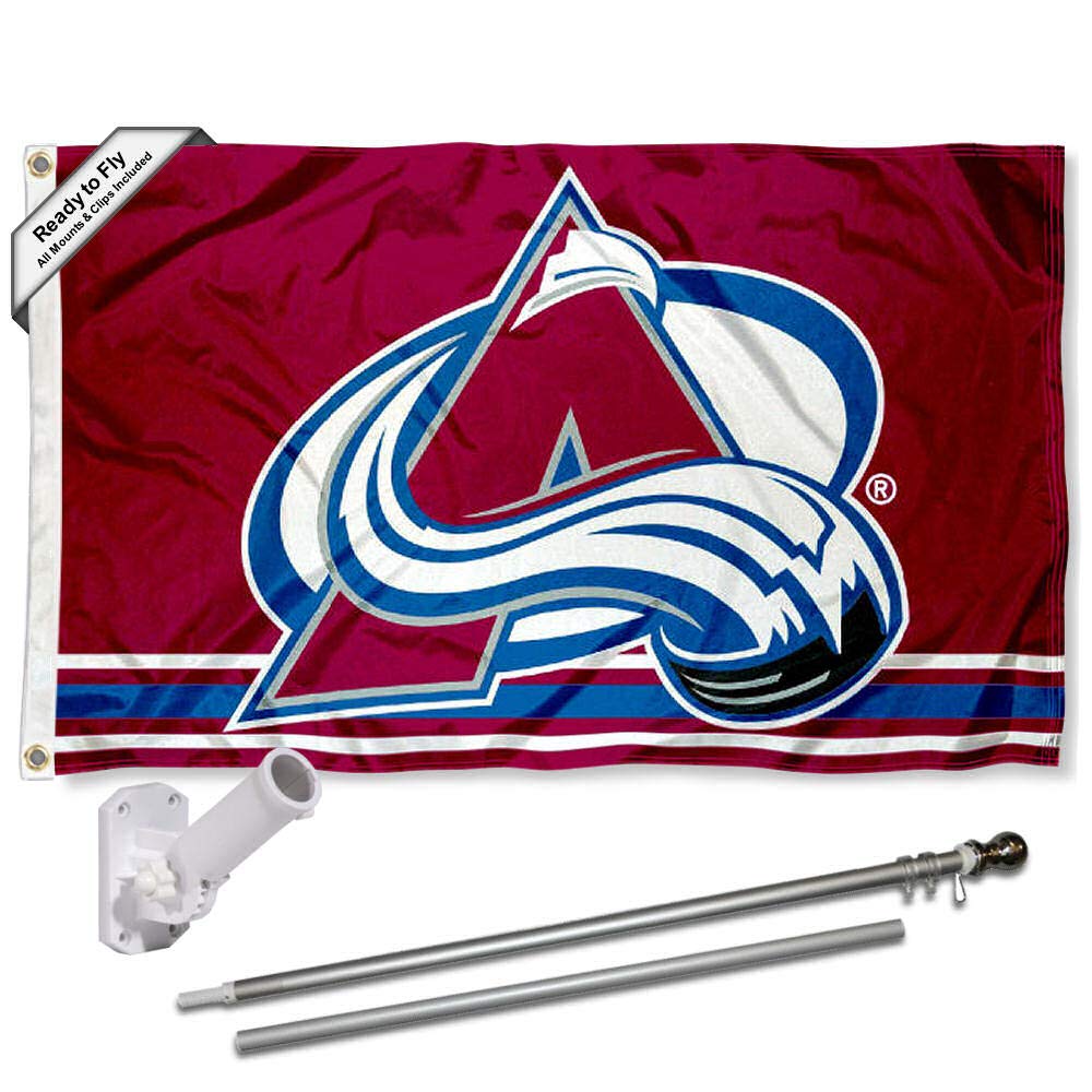 WinCraft Colorado Avalanche Flag Pole and Bracket Set - Sports Collectibles, Sports Memorabilia, Sports Fan Shop, Sports Gifts