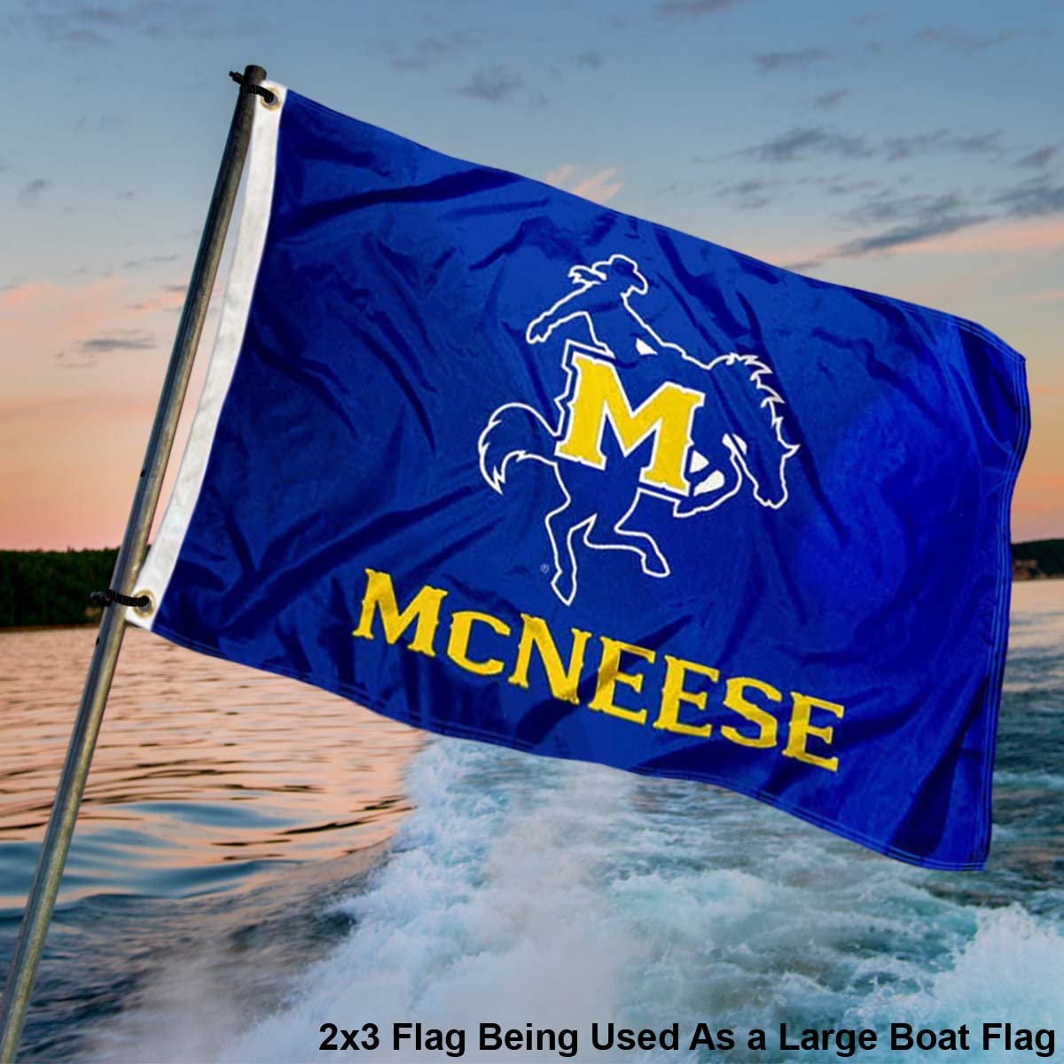 College Flags & Banners Co. McNeese State Cowboys 2x3 Foot Flag - Sports Collectibles, Sports Memorabilia, Sports Fan Shop, Sports Gifts