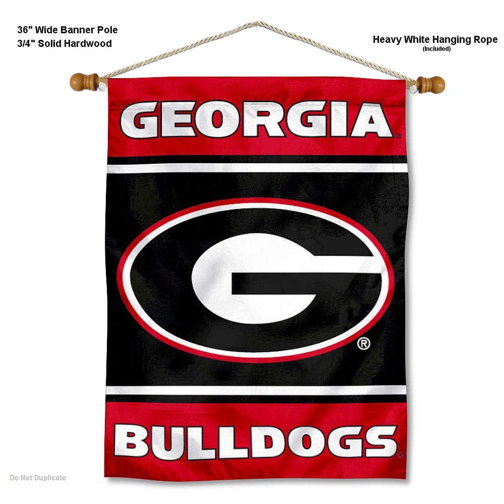 College Flags & Banners Co. University of Georgia Bulldogs 2-Sided Home Flag and Wood Banner Pole Set - Sports Collectibles, Sports Memorabilia, Sports Fan Shop, Sports Gifts