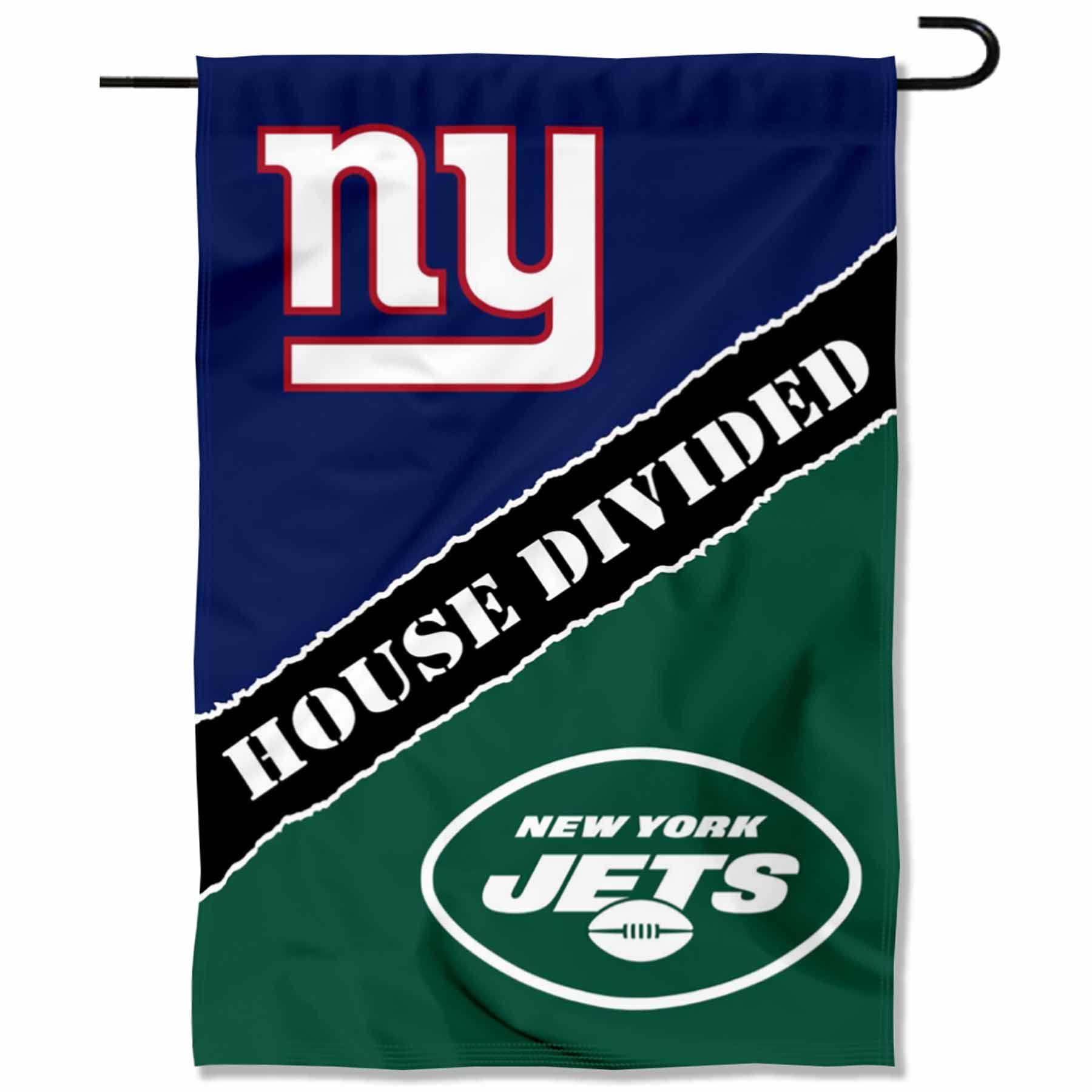WinCraft House Divided Giants and Jets Double Sided Garden Flag - Sports Collectibles, Sports Memorabilia, Sports Fan Shop, Sports Gifts