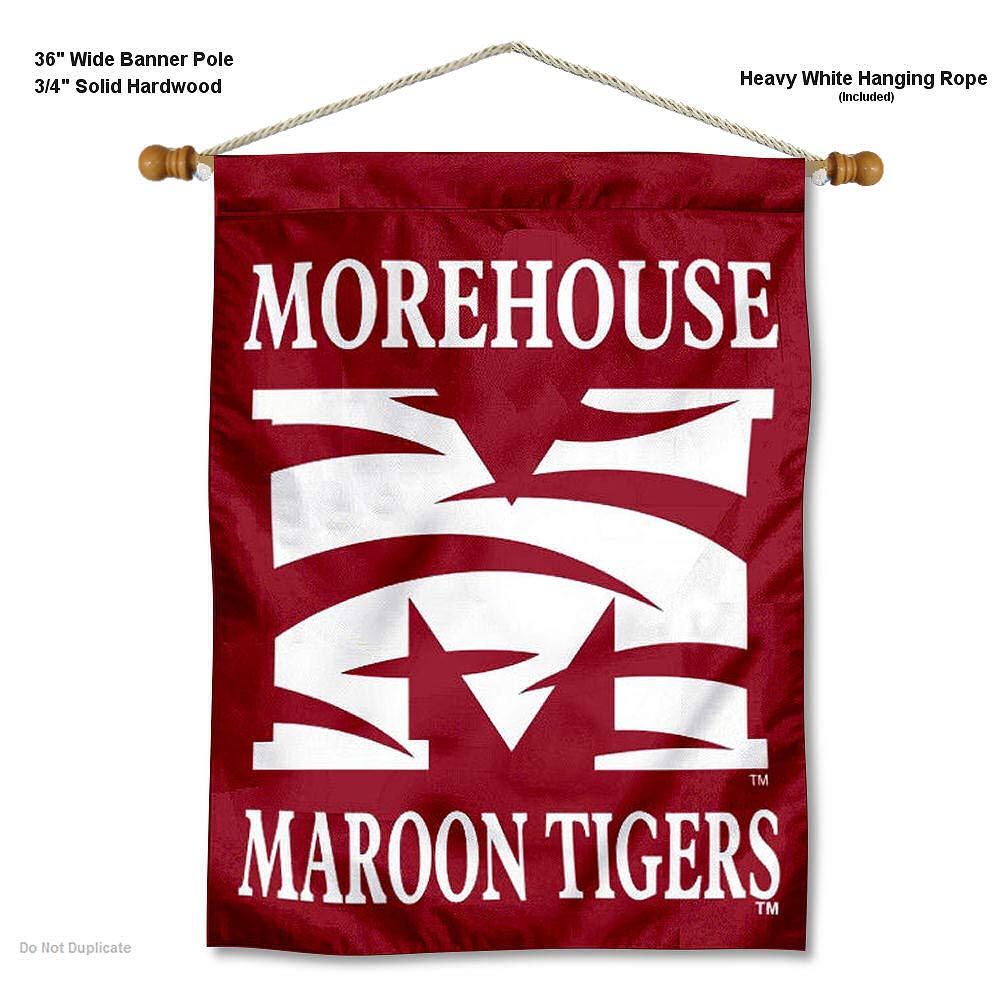 College Flags & Banners Co. Morehouse Maroon Tigers Banner Flag and Wood Banner Pole Set - Sports Collectibles, Sports Memorabilia, Sports Fan Shop, Sports Gifts
